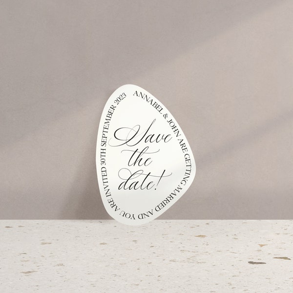 Wedding Save the date A6 pebble shaped invitation | Shaped Wedding Save the Date | Save the dates