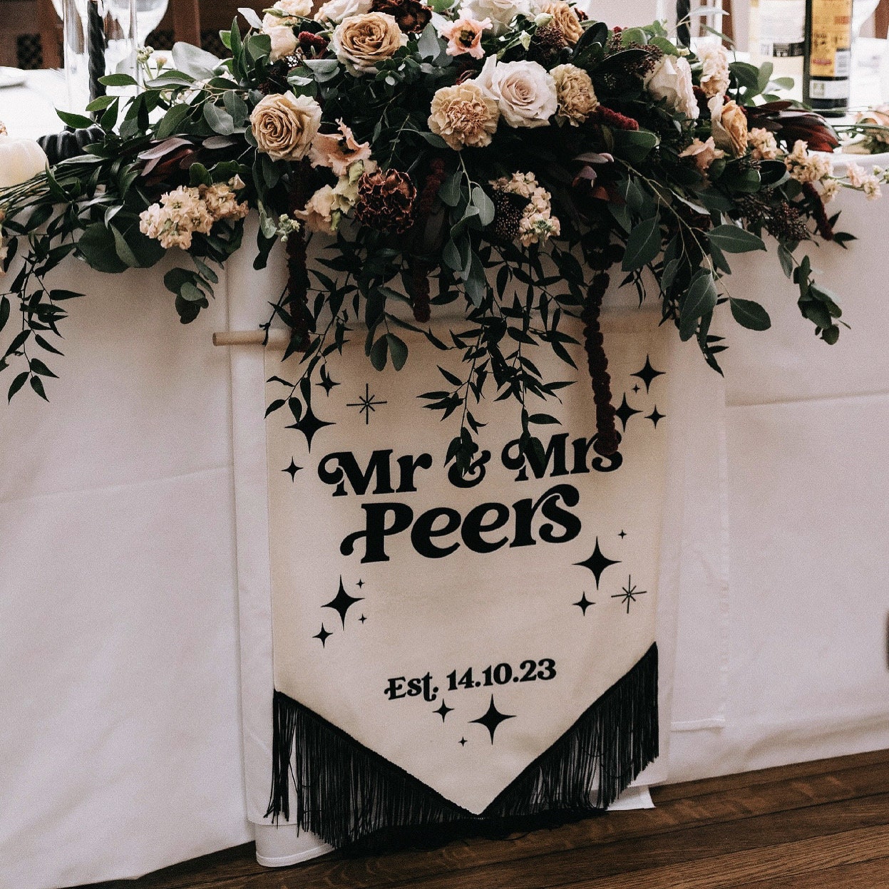 Wedding Velvet Hanging Flag Banner | Alternative Wedding | Wedding Signage | Velvet Banner Flag | Modern Event Signage | Fabric Signage