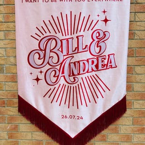 Wedding Velvet Hanging Flag Banner | Alternative Wedding | Wedding Signage | Velvet Banner Flag | Modern Event Signage | Fabric Signage