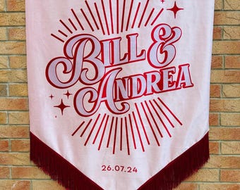 Wedding Velvet Hanging Flag Banner | Alternative Wedding | Wedding Signage | Velvet Banner Flag | Modern Event Signage | Fabric Signage