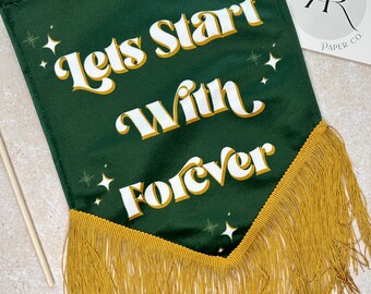 Wedding Velvet Hanging Flag Banner | Alternative Wedding | Wedding Signage | Velvet Banner Flag | Modern Event Signage | Fabric Signage