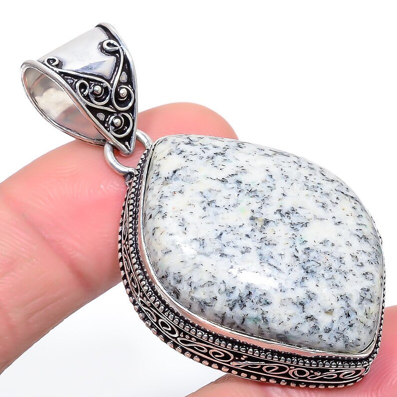 Natural K2 Azurite Gemstone Handmade Vintage 925 Silver Plated Oxidized Jewelry Pendant 2.2