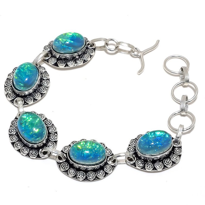 Blue Triplet Fire Opal Gemstone Antique Jewelry Handmade 925 Silver Necklace and Bracelet Sets
