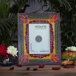 Indune&#39;s Handpainted Wooden Photo Frame Handmade frame Indian Decor Indian Art Picture Frame Table/Decorative Picture Frames