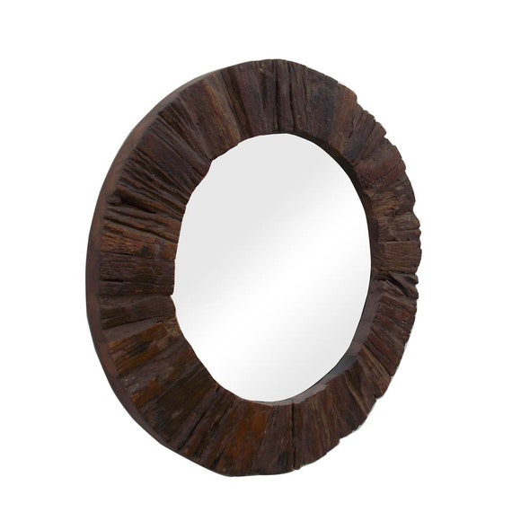 Espejo redondo decorativo de estilo moderno con marco de MDF y cuerda  marrón Tutumi