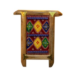 Indune&#39;s Traditional Painted Indian Village Window /Hand Painted Jharokha /Wooden Mirror Frame /Wall Decor /Wall Hanging /Entrance Décor