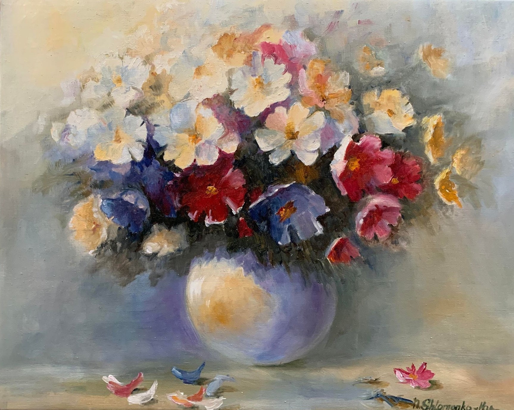 Still Life. Oil Painting on Stretched Canvas, Unframed. Signed by