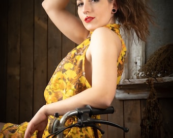Halter summer dress made of vintage fabric