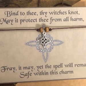 Hexen Knoten Wunsch Armband Karte Zauber Segen Kraft Umschlag wunderschön detaillierter doppelseitiger Charme Witchy Geschenk