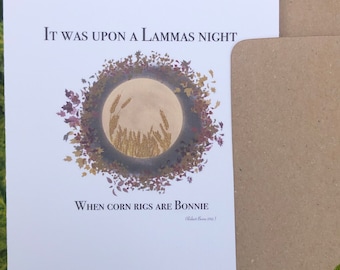 Lammas Harvest Moon Card, Robert Burns Poem