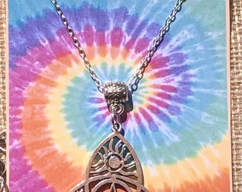 Cosmic triquetra pentacle pendant necklace Summer jewellery triple moon