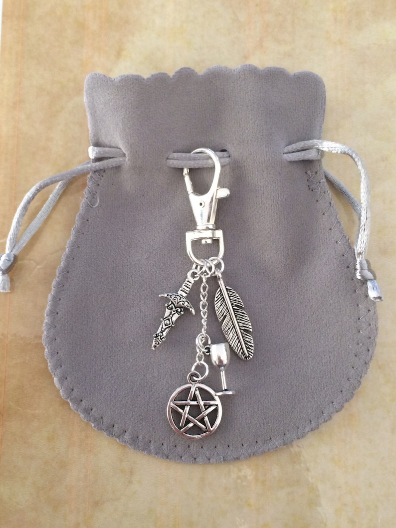 Pouch for simples herbs incense ritual sundries belt pouch spell bag wicca keyring clip charms