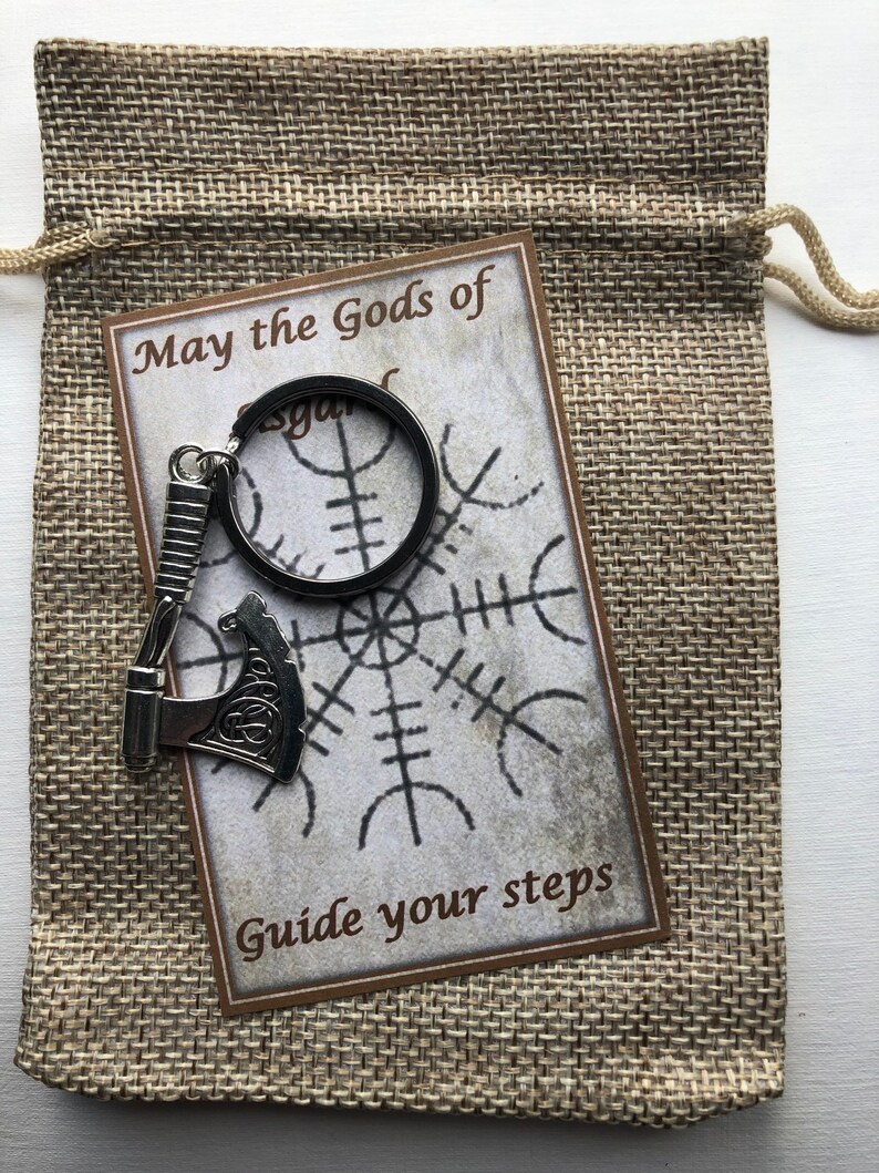 Viking Axe key ring gift card helm of awe protection hessian bag protection safe travel image 7