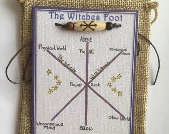Häxorna Fotskydd Talisman Berlock Knytarmband Naturliga Träpärlor Påse och Kort Ingår