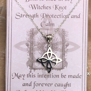 Collier noeud de sorcière charme carte sort avec sac cadeau pour sorcière