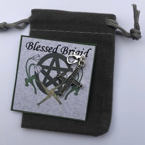 Brigid cross imbolc sabbat charm clip gift set Wiccan gift mini gift image 4
