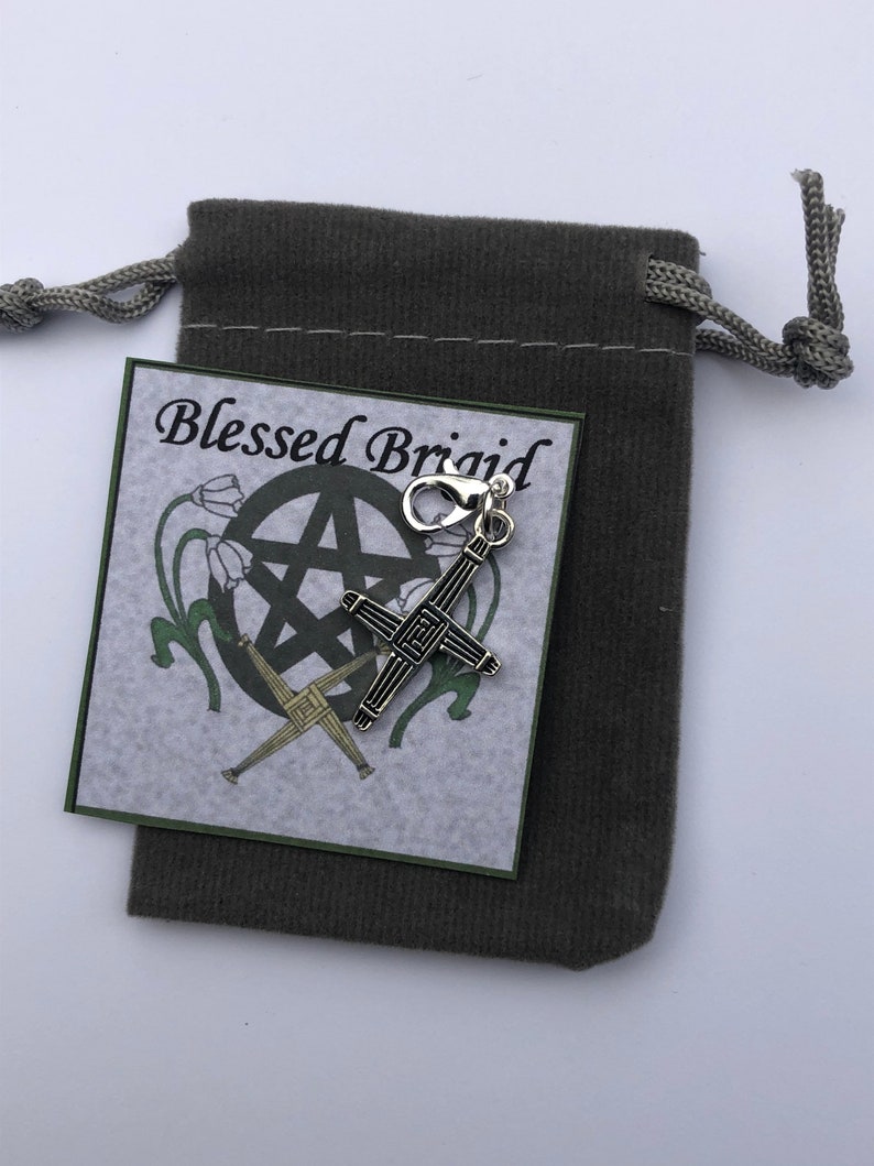 Brigid cross imbolc sabbat charm clip gift set Wiccan gift mini gift image 4