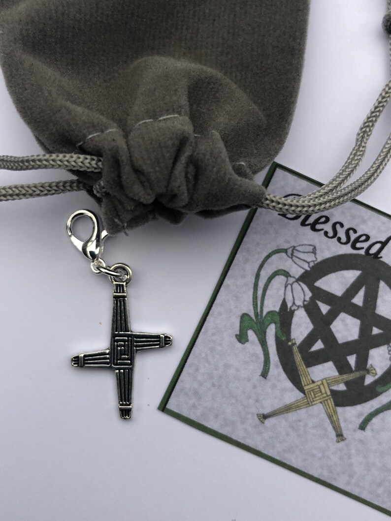 Brigid cross imbolc sabbat charm clip gift set Wiccan gift mini gift image 8