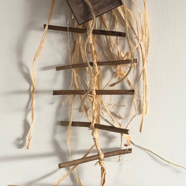 Witches Ladder Wall Hanging decorate your own hand crafted wood raffia art Wiccan gift
