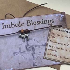 Imbolc sabbat lichtmis Brigid lam bedelarmband Kraft envelop en spreukkaart