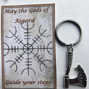 Viking Axe key ring gift card helm of awe protection hessian bag protection safe travel image 6
