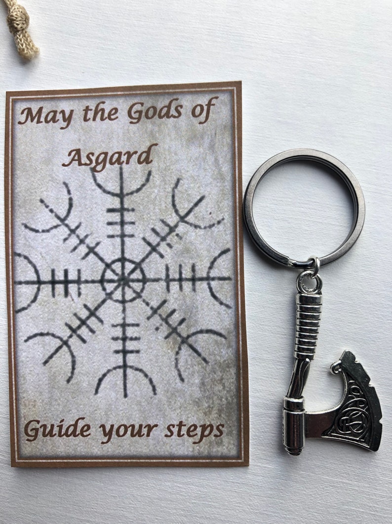Viking Axe key ring gift card helm of awe protection hessian bag protection safe travel image 6