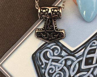 Mjolnir Thor’s hammer womens necklace protection Viking gift Norse jewellery good luck amulet