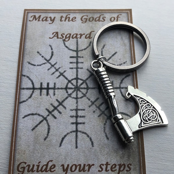 Viking Axe key ring gift card  helm of awe protection hessian bag protection safe travel