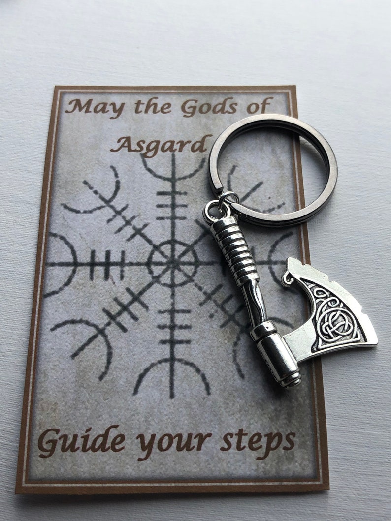 Viking Axe key ring gift card helm of awe protection hessian bag protection safe travel image 1