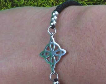 Heksenknoop geweven bedelarmband zwarte verstelbare schuifarmband Witchy cadeau