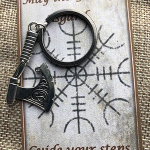 Viking Axe key ring gift card helm of awe protection hessian bag protection safe travel image 3