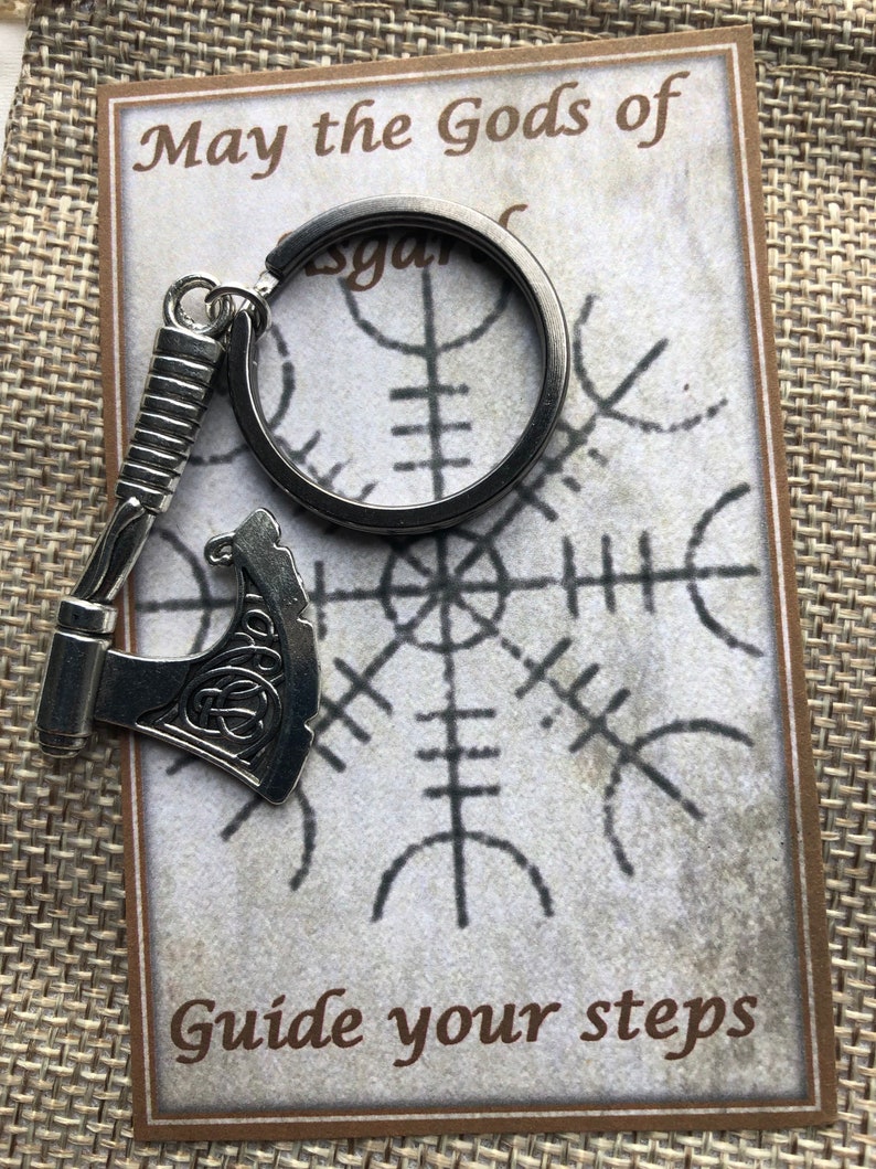 Viking Axe key ring gift card helm of awe protection hessian bag protection safe travel image 3