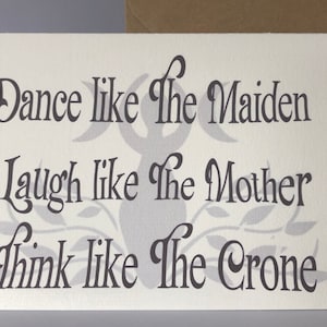 Wiccan Witch Pagan cartão de aniversário deusa tripla Maiden Mother Crone arte original