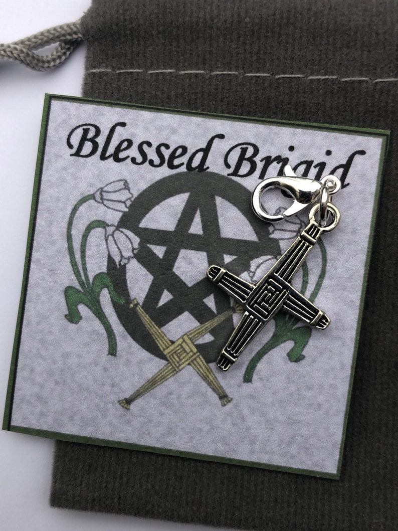 Brigid cross imbolc sabbat charm clip gift set Wiccan gift mini gift image 7