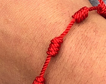 Red Woven Bracelet seven knotted protection fortune