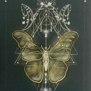 Yule Karte Wiccan Hexe Grußkarte original Design Geburtstag Hand-Fasten neues Zuhause Sabbat Geschenk Für Hexe Heilige Geometrie Motte Mond