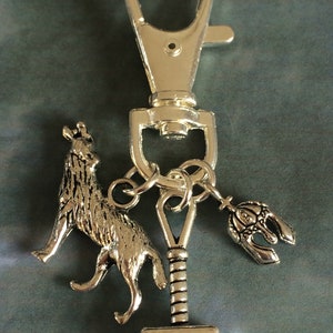 Wolf Head Keychain, G105KC, 1 1/4 Inch, Metal, Viking, Norse