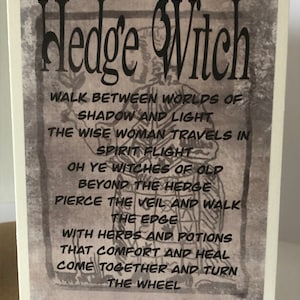 Hedgewitch Spell blessing greeting card Wiccan pagan wise woman Altar display card
