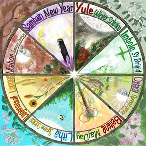 Ruota dell'anno Wiccan stampa arte originale sabbat biglietto di auguri regalo arte pagana compleanno mano veloce nuova casa regalo per strega