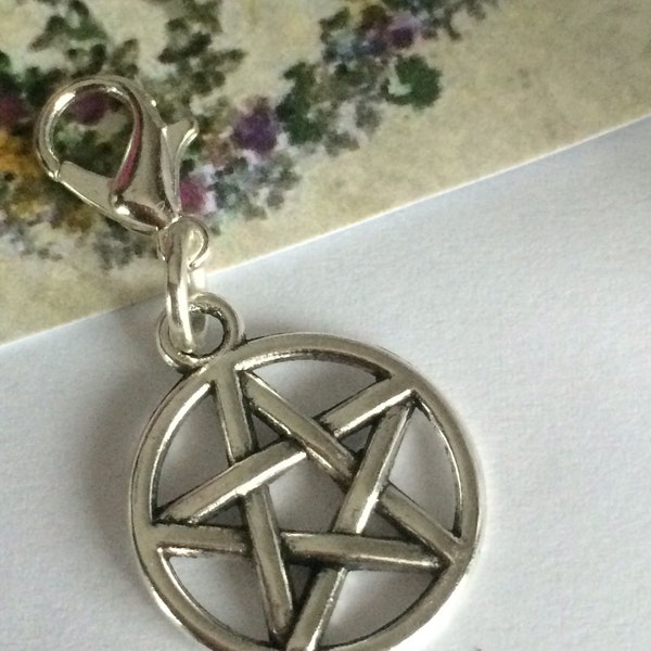 Pentacle  charm pocket bag bracelet clip on charm gift card and bag included gift for a witch wiccan