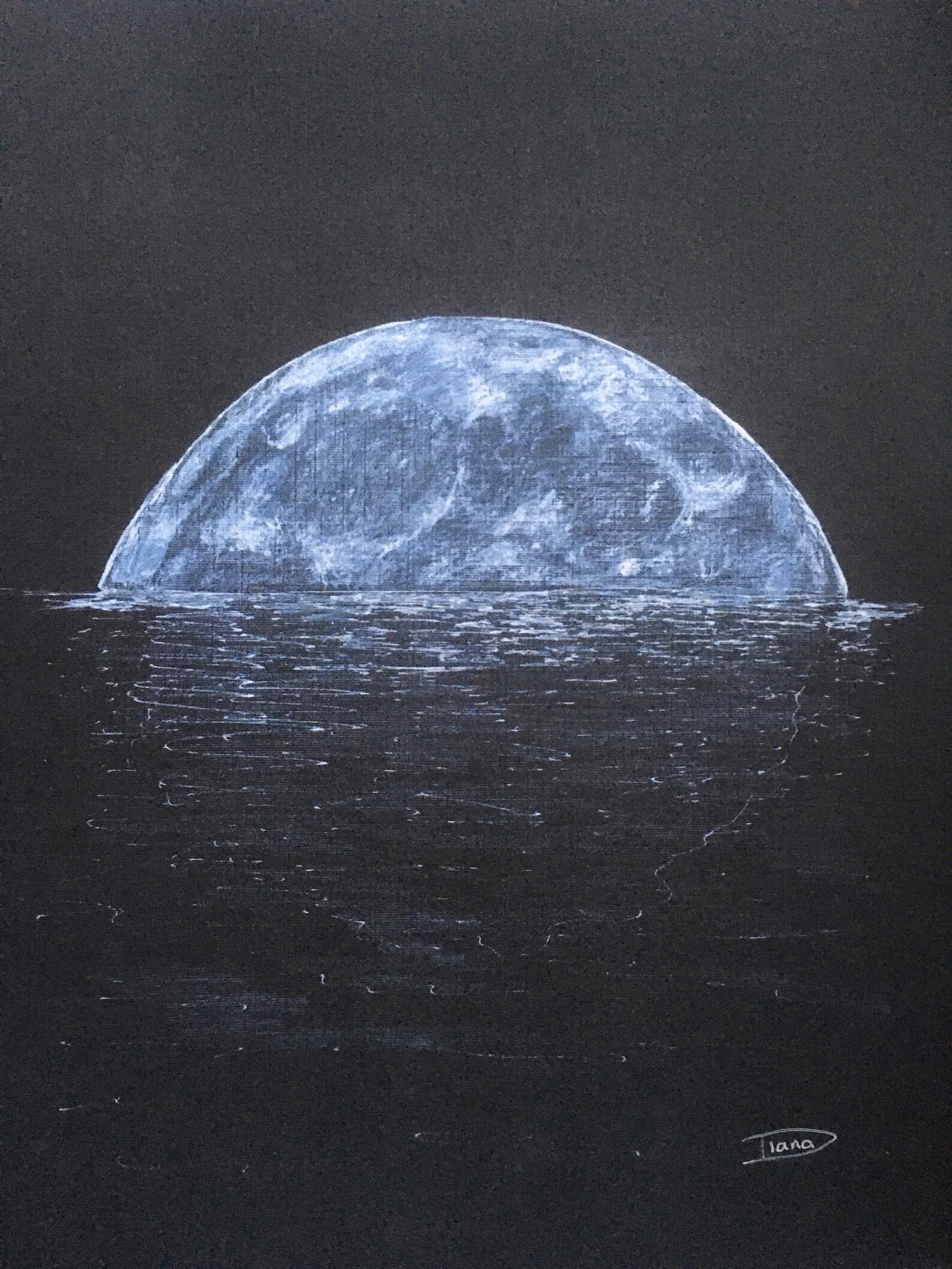 Mond Skizze weiß auf schwarzen Druck der ursprünglichen Kunst | Etsy