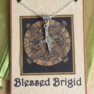 Brigid cross collier imbolc cadeau déesse Wicca carte sac cadeau
