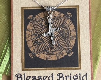 Brigid kors halsband imbolc presentgudinna Wicca kort presentpåse