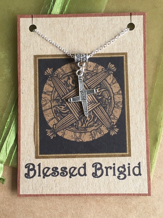 Brigid cross necklace imbolc gift goddess Wicca card gift bag