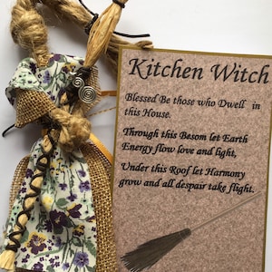 Kitchen witch protection talisman Besom broom poppet good luck home protection house warming gift handfasting image 3