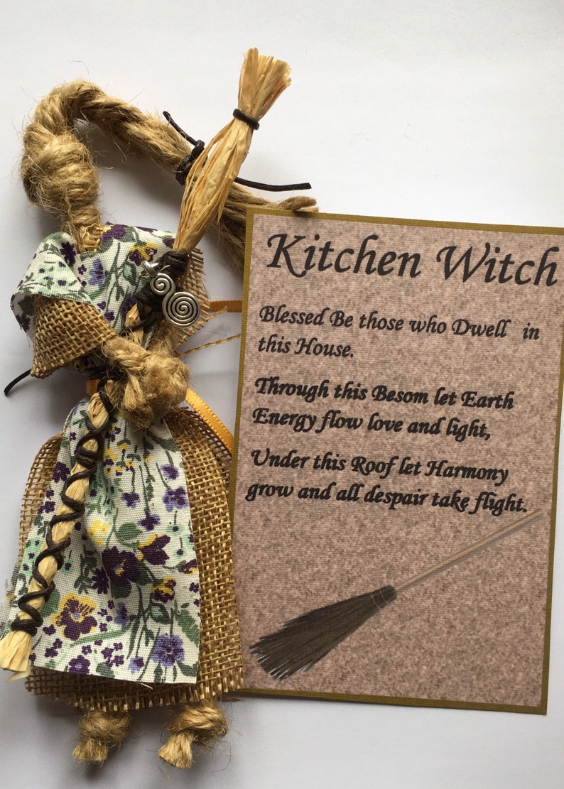 Kitchen witch protection talisman Besom broom poppet good luck home protection house warming gift handfasting image 3