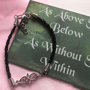 Celtic knot charm woven adjustable bracket black pagan jewellery