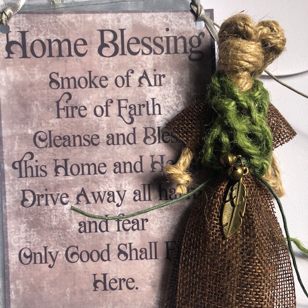 Home protection  smudging poppet bells and feather charm talisman kitchen witch spell card new home wedding hand fast birthday sabbat gift