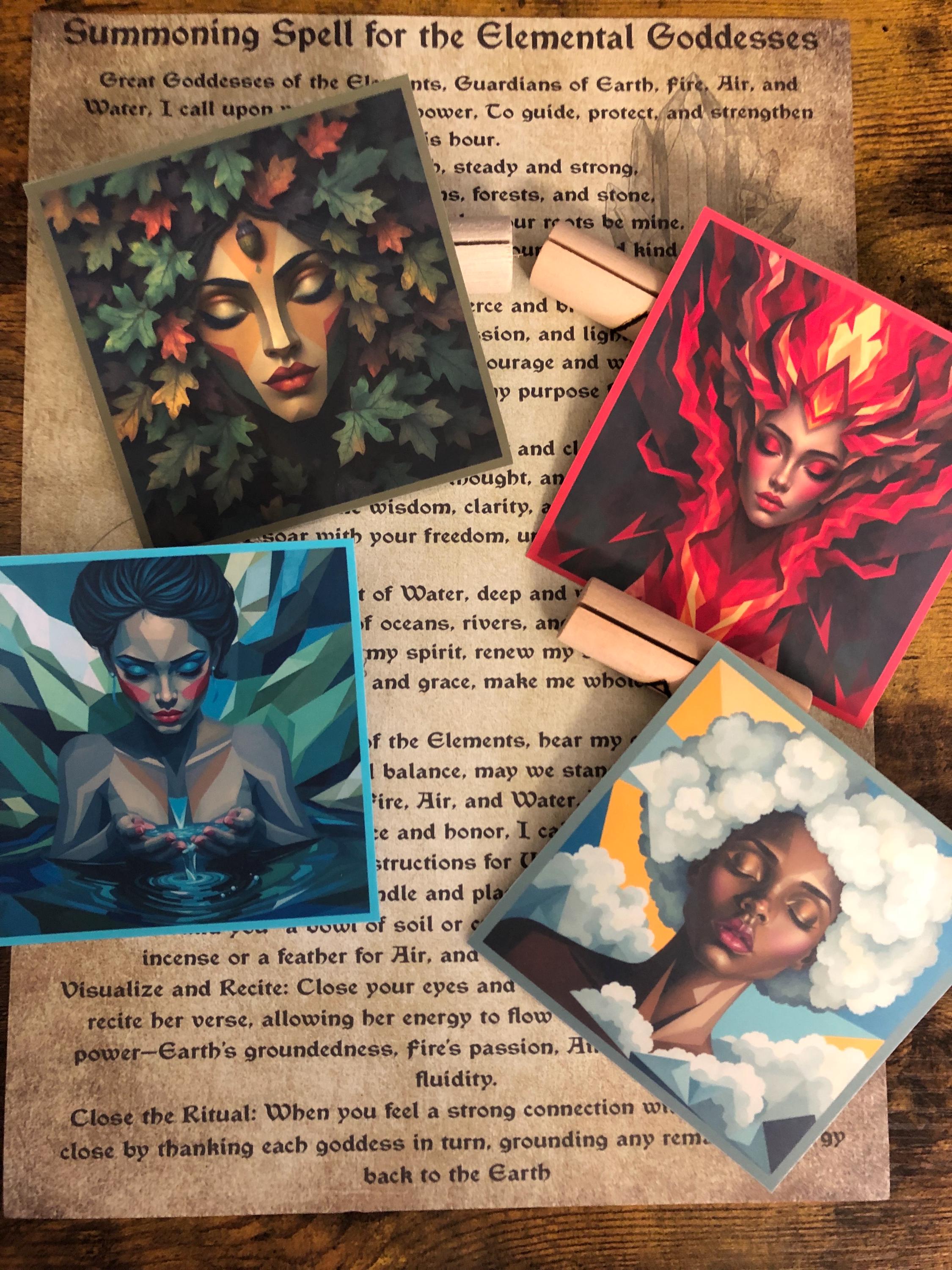 Element Goddesses Set of Four Earth Air Water Fire Goddess Beautiful ...