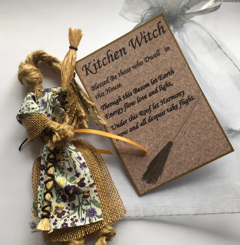 Kitchen witch protection talisman Besom broom poppet good luck home protection house warming gift handfasting image 5